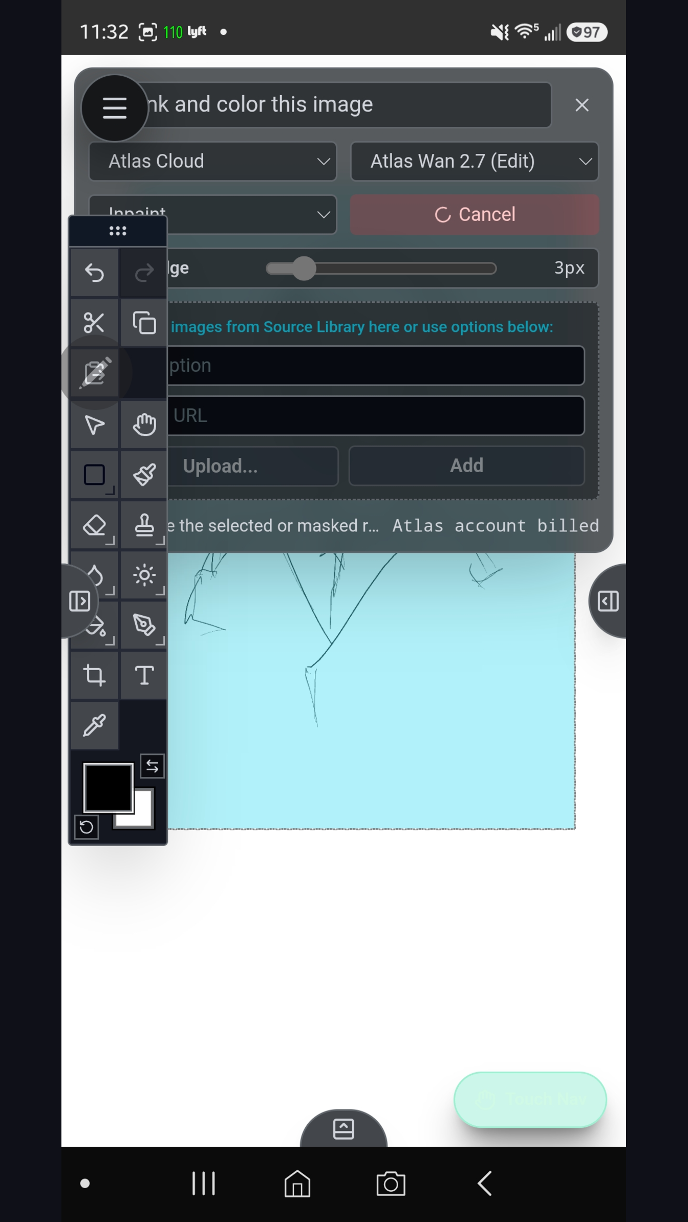 Signal Loom Image editor on a phone — Atlas ink & color